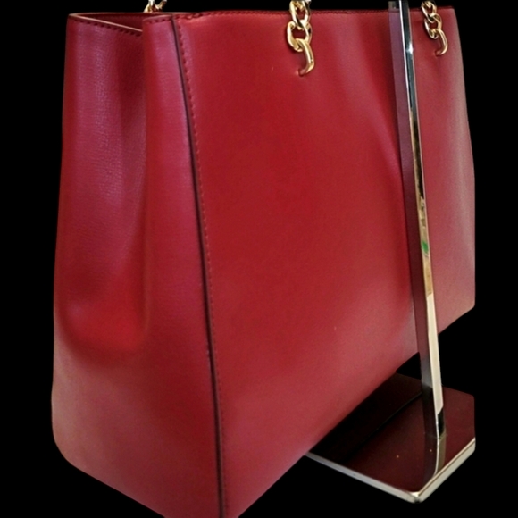 MICHAEL KORS Adele Burgundy Studded Lrg Shld Bag w/ Gld Chain & Lea Strap | EUC - Picture 11 of 16